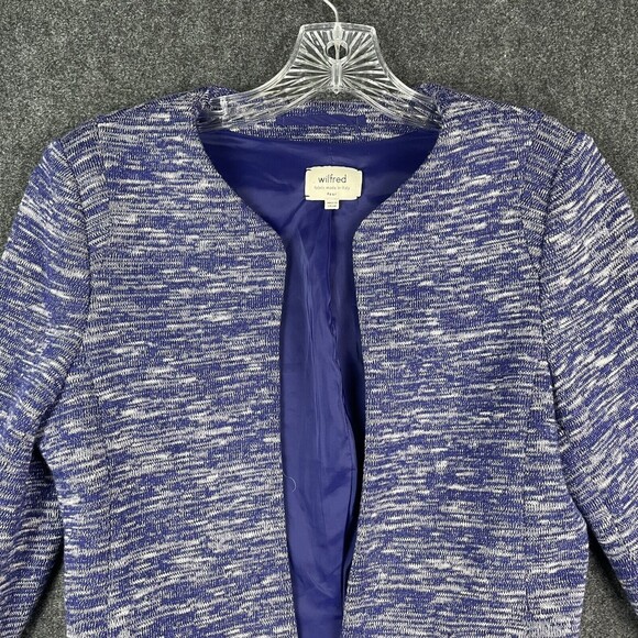 Wilfred Aritzia Exquis Blue Space Dye Open Crop Blazer Jacket Women’s Size 4 EUC - Picture 2 of 7